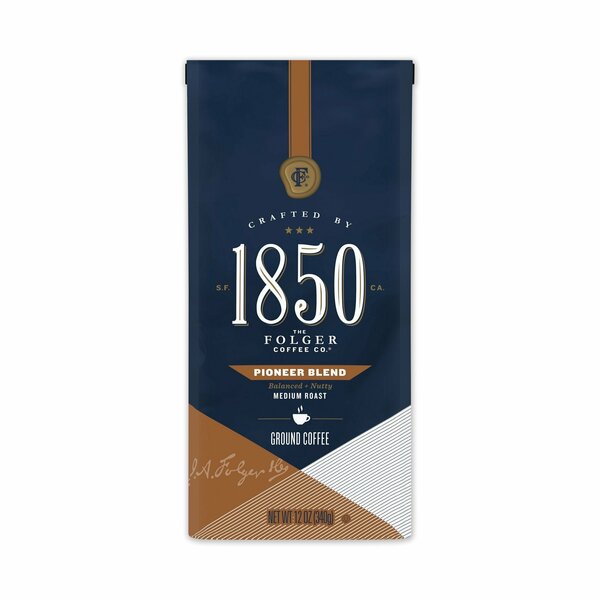 1850 Coffee, Pioneer Blend, Medium Roast, Ground, 12 oz Bag 60514EA